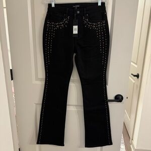 Boot Barn Black Stud-Embellished Wide Leg Jeans
